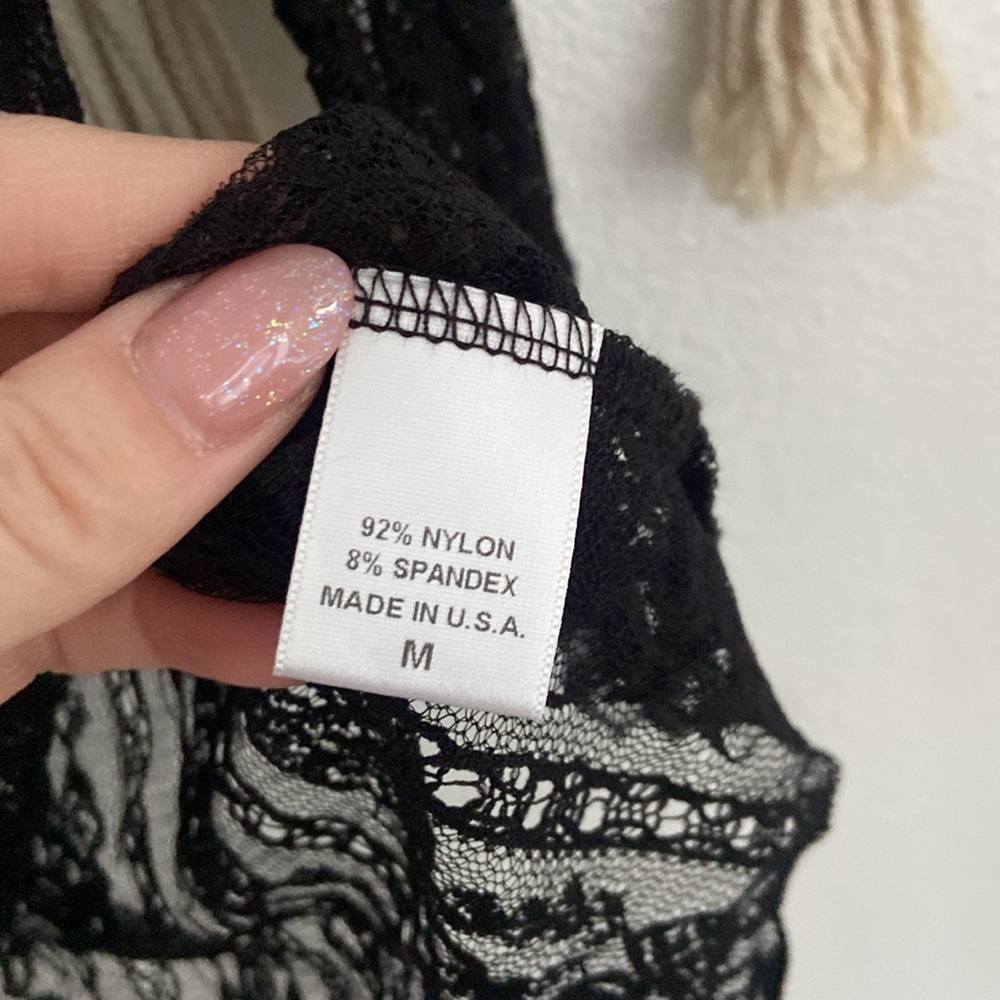 Nordstrom black lace babydoll top long sleeve sheer boho festival crochet medium - Picture 12 of 15